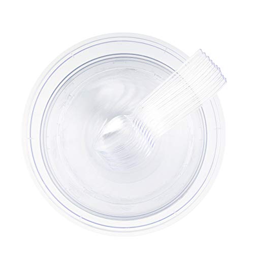 10 Set de Ensaladeras de Plástico Desechables| 1x 5100ml Bol 2x 3500ml 3x 3000ml y 4x 1500ml Cuencos con 10 Cucharas para Servir - Resistente y Reutilizables| Fiestas Cumpleaños Bodas Navidad.