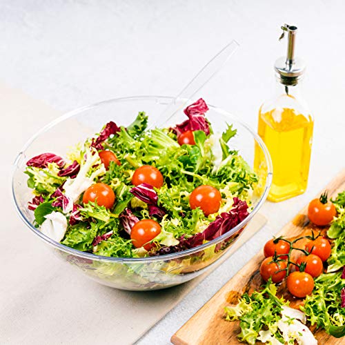 10 Set de Ensaladeras de Plástico Desechables| 1x 5100ml Bol 2x 3500ml 3x 3000ml y 4x 1500ml Cuencos con 10 Cucharas para Servir - Resistente y Reutilizables| Fiestas Cumpleaños Bodas Navidad.