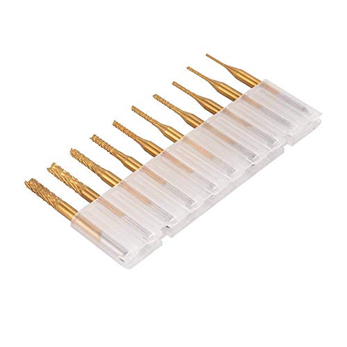 10 unids molino de extremo Bits, PCB grabado fresado cortador de titanio recubierto brocas conjunto Micro Rotary CNC molino de extremo herramienta rotativa (0.8-3.17mm)