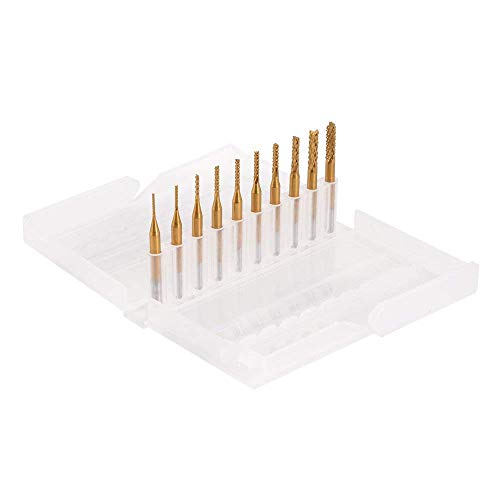 10 unids molino de extremo Bits, PCB grabado fresado cortador de titanio recubierto brocas conjunto Micro Rotary CNC molino de extremo herramienta rotativa (0.8-3.17mm)