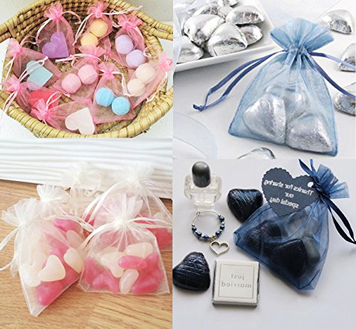 100 Bolsas Bolsitas de Organza de Boda 7X9cm ABSOFINE para Regalo Joyas Caramelo Dulces Recuerdo Favores Detalles de Boda