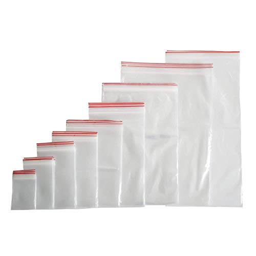 100 bolsas con cierre a presión con cierre de cremallera (40 tamaños a elegir), 12x18, farbenlos, 1