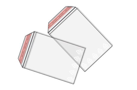 100 bolsas de envíos postales transparentes de lámina PE , cierre autoadhesivo con tira, 310 x 225 mm, para formato A4