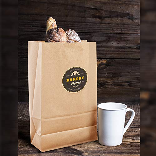 100 Bolsas de Papel Regalo Kraft Marrón, 24x13x8cm - Calidad Premium - Comida Sándwiches Pan Meriendas Manualidades Bolsos Fiesta Navidad Cumpleaños Bodas| Ecológico y 100% Reciclable.