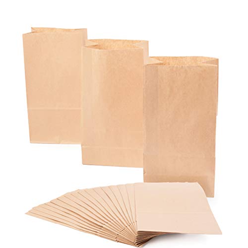 100 Bolsas de Papel Regalo Kraft Marrón, 24x13x8cm - Calidad Premium - Comida Sándwiches Pan Meriendas Manualidades Bolsos Fiesta Navidad Cumpleaños Bodas| Ecológico y 100% Reciclable.
