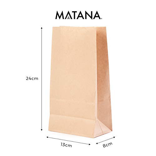 100 Bolsas de Papel Regalo Kraft Marrón, 24x13x8cm - Calidad Premium - Comida Sándwiches Pan Meriendas Manualidades Bolsos Fiesta Navidad Cumpleaños Bodas| Ecológico y 100% Reciclable.