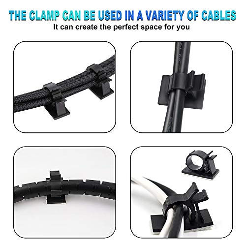100 Clips Sujeta Cables, Clips de Cable Ajustable, Nylon Cable Abrazadera de Alambre Organizador, Se puede utilizar para PC/TV/cocina/oficina/coche, Equipado con raspador y paño de limpieza