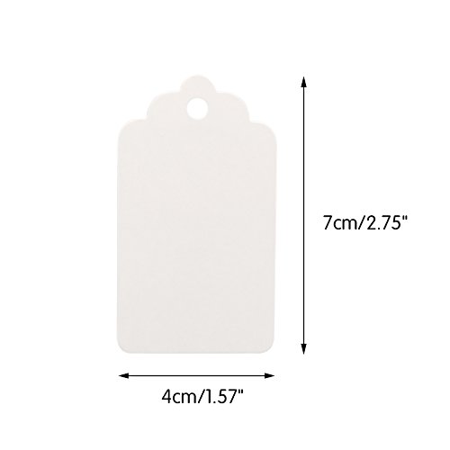 100 Etiquetas de Papel Kraft blanca Etiquetas de Regalo con 30 Metros de Cuerda de Yute para Boda Equipaje Decoración 7 x 4 cm blanco