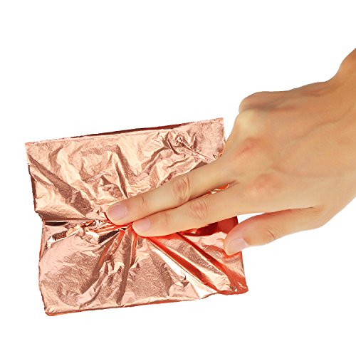 100 Hojas de Pan de Imitación para Artesanía de Dorado, Proyectos de Artes, Decoración de Muebles, 14 por 14 cm (Dorado Rosado)