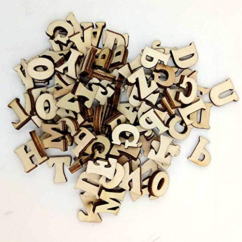 100 letras del alfabeto, de Outflower, de madera, en mayúscula, de la A a la Z, para manualidades, al azar