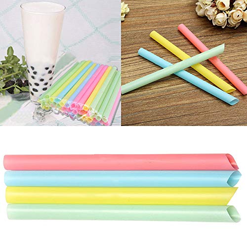 100 pajitas desechables de plástico extra anchas, diámetro grande, perfectas para batidos de leche y más para fiestas de cumpleaños y fiestas de piscina
