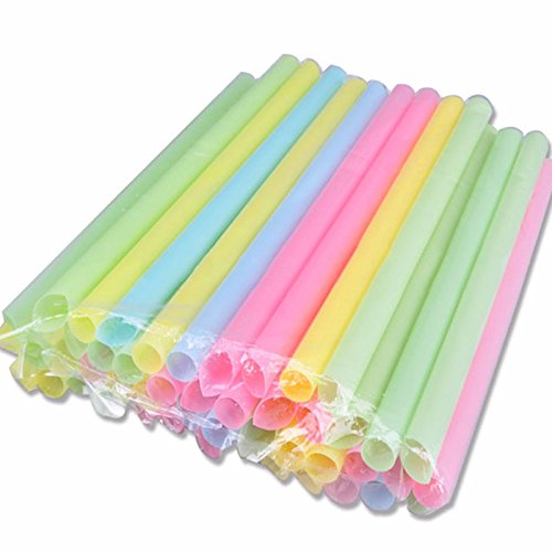 100 pajitas desechables de plástico extra anchas, diámetro grande, perfectas para batidos de leche y más para fiestas de cumpleaños y fiestas de piscina