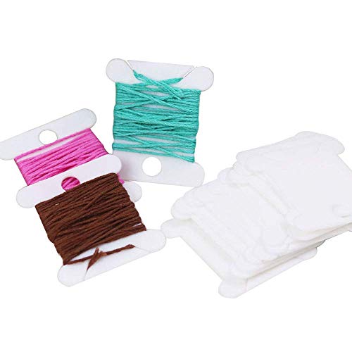 100 pcs Plastic Floss Bobbins, Hilo de Bordar de Bobina de Hilo de Plástico Tarjetas de Punto de Cruz Bobinado Organizador de Hilo de Coser DIY de Costura de Almacenamiento