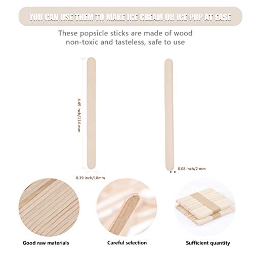 100 Piezas Bolsas de Popsicle Bolsas de Plástico de Polo Helado Transparente y 100 Palitos de Popsicle de Madera para DIY Hacer Helado