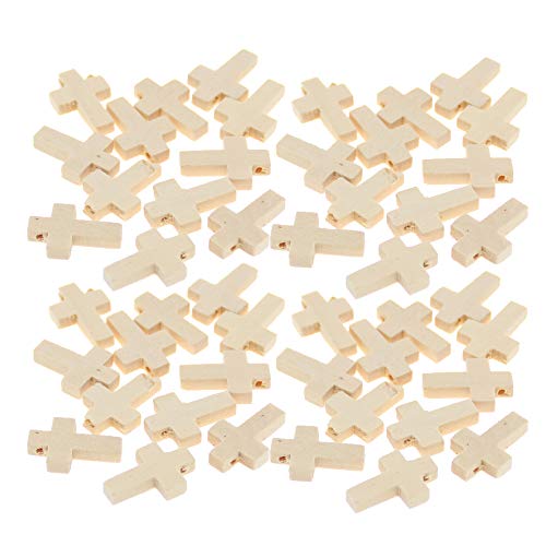 100 piezas de cruces pequeñas de madera natural sin terminar para manualidades, decoración de festivales (0.860.59) pulgadas
