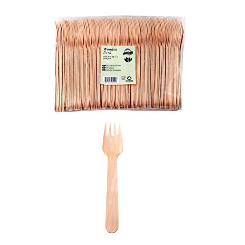 100 Piezas Desechables Tenedores De Madera Perfecto Para Cualquier Elección De Alimentos