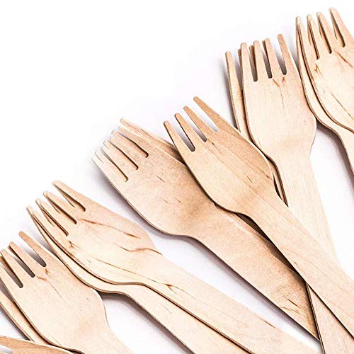 100 Piezas Desechables Tenedores De Madera Perfecto Para Cualquier Elección De Alimentos
