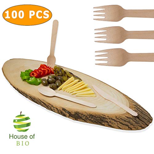 100 Piezas Desechables Tenedores De Madera Perfecto Para Cualquier Elección De Alimentos