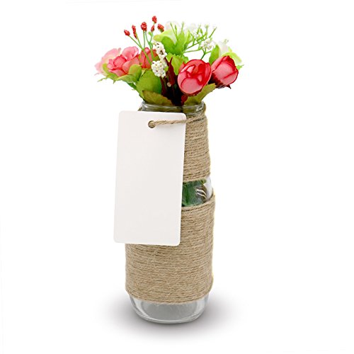 100 piezas Etiquetas de Papel Kraft Etiquetas Regalo 9x4,5 cm con 30M Cordel de Yute para Bodas Navidad Cumpleaños Artesanía Equipaje (blanco)