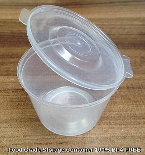 100 recipientes de plástico de grado alimenticio con tapa abatible, 100 ml (4 WL)