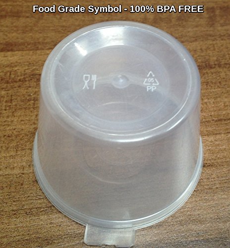 100 recipientes de plástico de grado alimenticio con tapa abatible, 100 ml (4 WL)