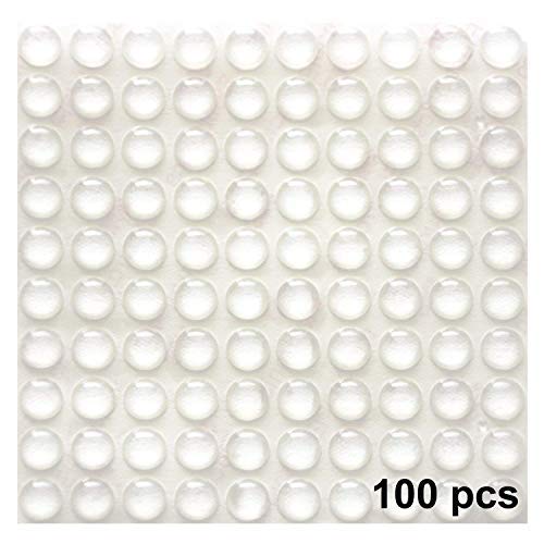 100 topes adhesivos de goma transparente, almohadillas parachoques, amortiguadores de ruido, para puertas, armarios, 9 mm de diámetro x 3 mm, transparente