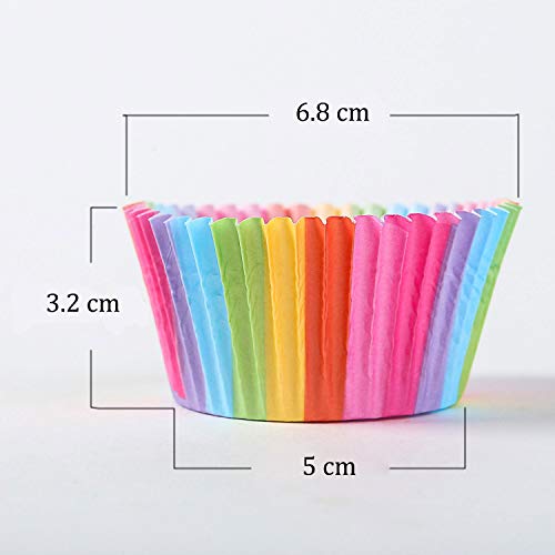 100 unidades de cupcakes de papel, tazas de papel para hornear arcoíris para el horno familiar, bodas, fiestas de cumpleaños