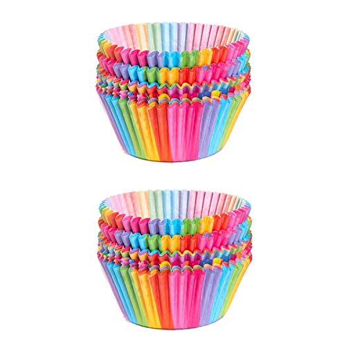 100 unidades de cupcakes de papel, tazas de papel para hornear arcoíris para el horno familiar, bodas, fiestas de cumpleaños