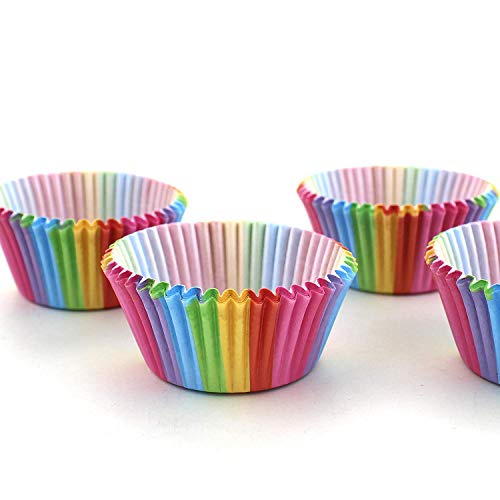 100 unidades de cupcakes de papel, tazas de papel para hornear arcoíris para el horno familiar, bodas, fiestas de cumpleaños