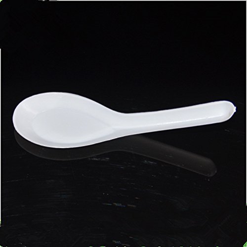 100 unidades desechables cucharas de sopa asiática de comedor chino cuchara de plástico blanco