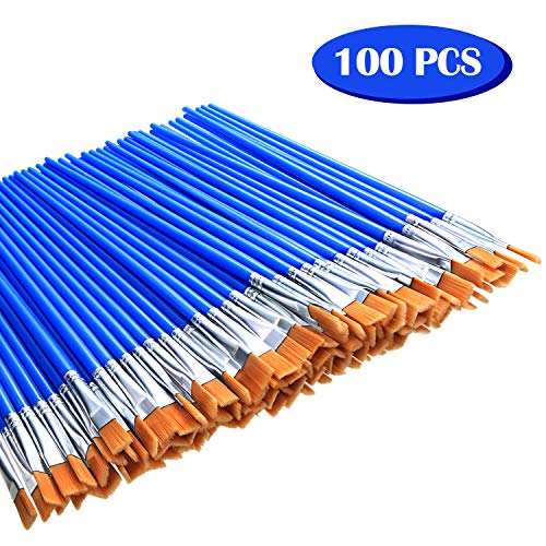 100 Unidades Pequeñas Pinceles de Pintura Plana Pinceles de Arte Plano Superior Pincel Para La Escuela de Oficina Artículos Para el Hogar
