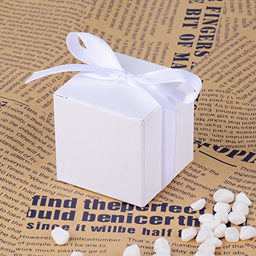 100 x Cajas de Caramelo Dulce Bombones para Bautizo Boda 5 * 5 * 5cm Regalos Recuerdos para Invitados de Fiesta Blanco