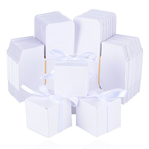 100 x Cajas de Caramelo Dulce Bombones para Bautizo Boda 5 * 5 * 5cm Regalos Recuerdos para Invitados de Fiesta Blanco