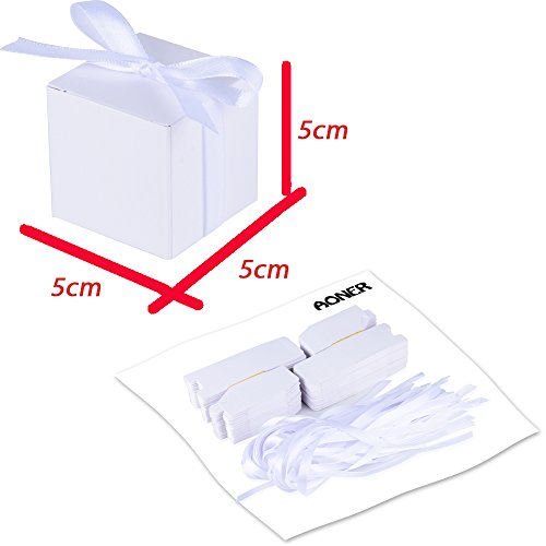 100 x Cajas de Caramelo Dulce Bombones para Bautizo Boda 5 * 5 * 5cm Regalos Recuerdos para Invitados de Fiesta Blanco