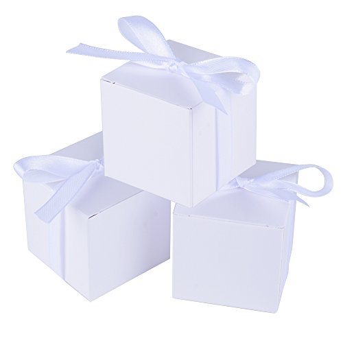 100 x Cajas de Caramelo Dulce Bombones para Bautizo Boda 5 * 5 * 5cm Regalos Recuerdos para Invitados de Fiesta Blanco
