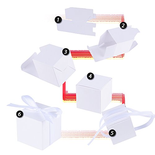 100 x Cajas de Caramelo Dulce Bombones para Bautizo Boda 5 * 5 * 5cm Regalos Recuerdos para Invitados de Fiesta Blanco