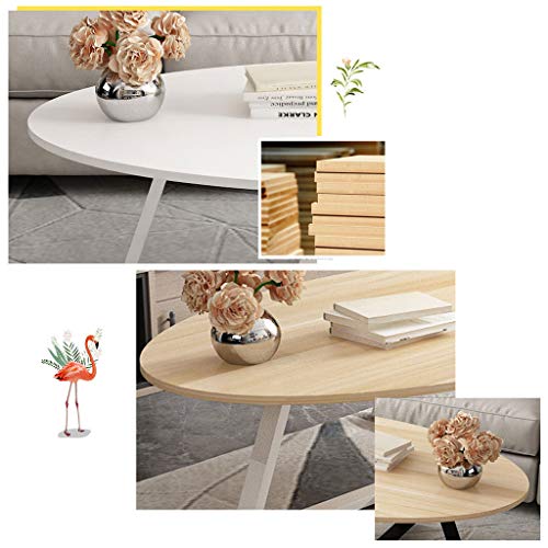 100cm/120cm Mesa de Centro Moderna para Sala de Estar Mesa Auxiliar escandinava Mesa Auxiliar de sofá para Comer Cafetería o Mesa de Lectura Diseño Ovalado, Acabado de Madera