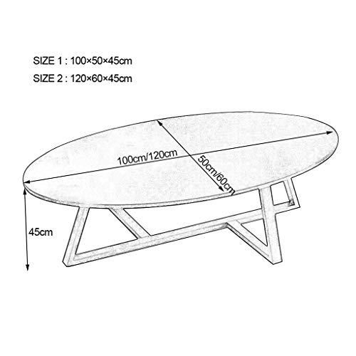 100cm/120cm Mesa de Centro Moderna para Sala de Estar Mesa Auxiliar escandinava Mesa Auxiliar de sofá para Comer Cafetería o Mesa de Lectura Diseño Ovalado, Acabado de Madera
