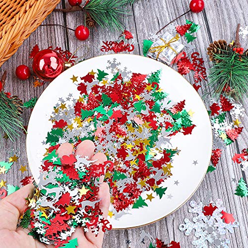 100g confeti de navidad Mesa de pastel Confeti Pentagrama Reno de Papá Noel Árbol de Navidad Feliz Navidad Copo de nieve Confeti Brillo navideño Craft Sprinkles Brillo brillante Decoración de fiesta