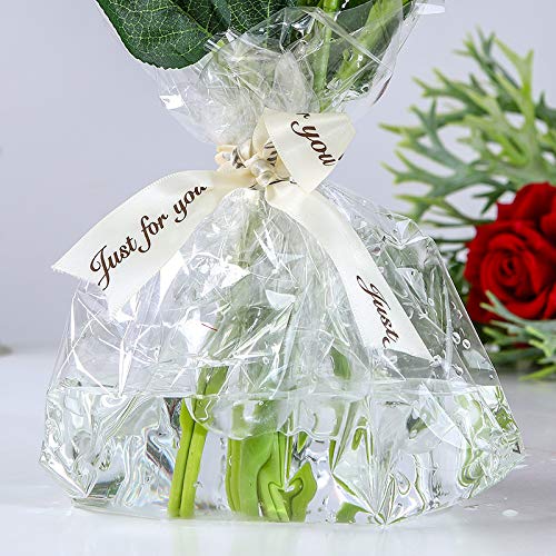 100m * 80cm Rollo de envoltura de celofán transparente Floristerías Cesta Flor Muñeca Cesto Envoltura Película de embalaje Artesanía de bricolaje para Navidad Cumpleaños Regalo de boda