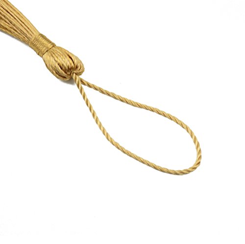 100pcs 13cm / 5 Pulgadas Seda Sedosa Marcador Borlas con 2-pulgadas Cord Loop y Pequeño Nudo Chino Para la Fabricación de Joyas, Recuerdo, Marcapáginas, Accesorio de Arte DIY (Champagne)