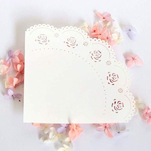 100PCS Conos Papel Arroz Boda Blanco Cucuruchos Petalos Confeti Decoración Boda - Equipado Cinta Adhesiva Doble (Blanco, 100)