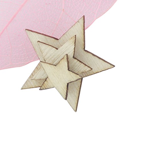 100pcs Tamaño Clasificado De La Estrella De Madera Natural En Mal Estado Llano Del Libro De Recuerdos De Artesanía Elegante