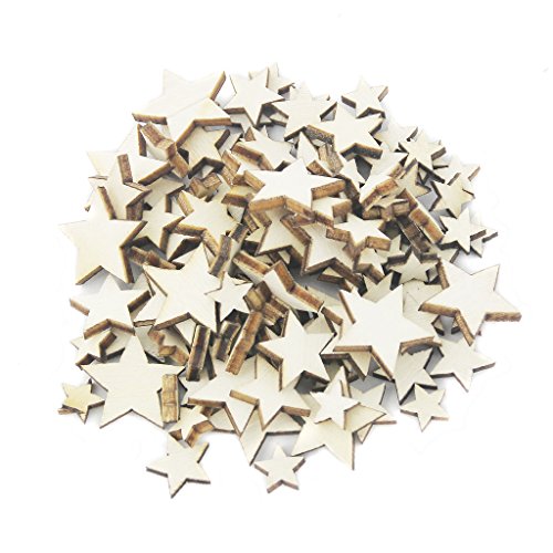 100pcs Tamaño Clasificado De La Estrella De Madera Natural En Mal Estado Llano Del Libro De Recuerdos De Artesanía Elegante