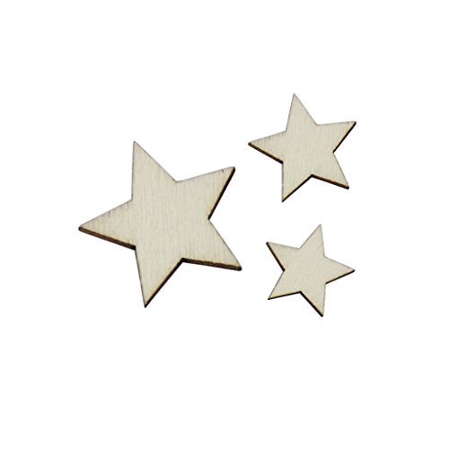 100pcs Tamaño Clasificado De La Estrella De Madera Natural En Mal Estado Llano Del Libro De Recuerdos De Artesanía Elegante