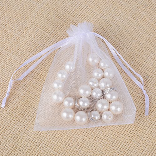 100x Bolsas de Organza Regalo Blanco (10x12cm) Bolsitas para Caramelos Recuerdos Invitados de Boda Fiesta Cumpleaños Navidad Halloween