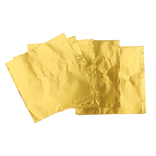 100x Paquete De Hoja De Papel De Aluminio De Aluminio Bricolaje Envoltorios De Papel Dulce De Chocolate - Dorado, 8 x 8 cm