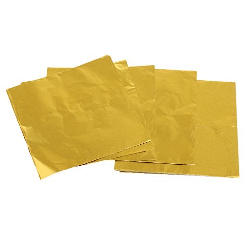 100x Paquete De Hoja De Papel De Aluminio De Aluminio Bricolaje Envoltorios De Papel Dulce De Chocolate - Dorado, 8 x 8 cm