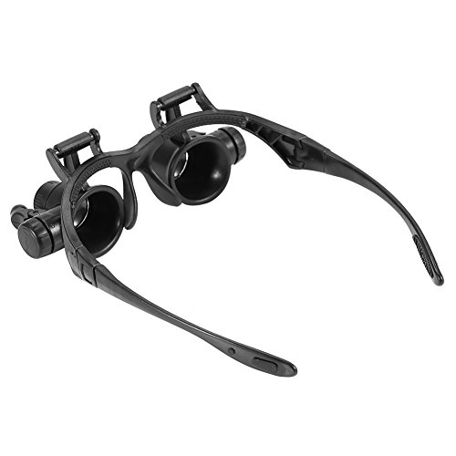 10X 15X 20X 25X LED con doble ojo iluminado Gafas con forma de lente con lupa Juego de herramientas de reparación de relojes Jeweler - Versión actualizada
