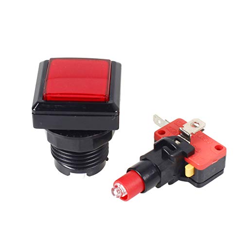 10x Arcade forma cuadrada botón luminoso LED con micro switch En la arcada de la máquina de juego consolas de videojuegos Jamma kit de piezas de la lámpara 12V 33mm Botones